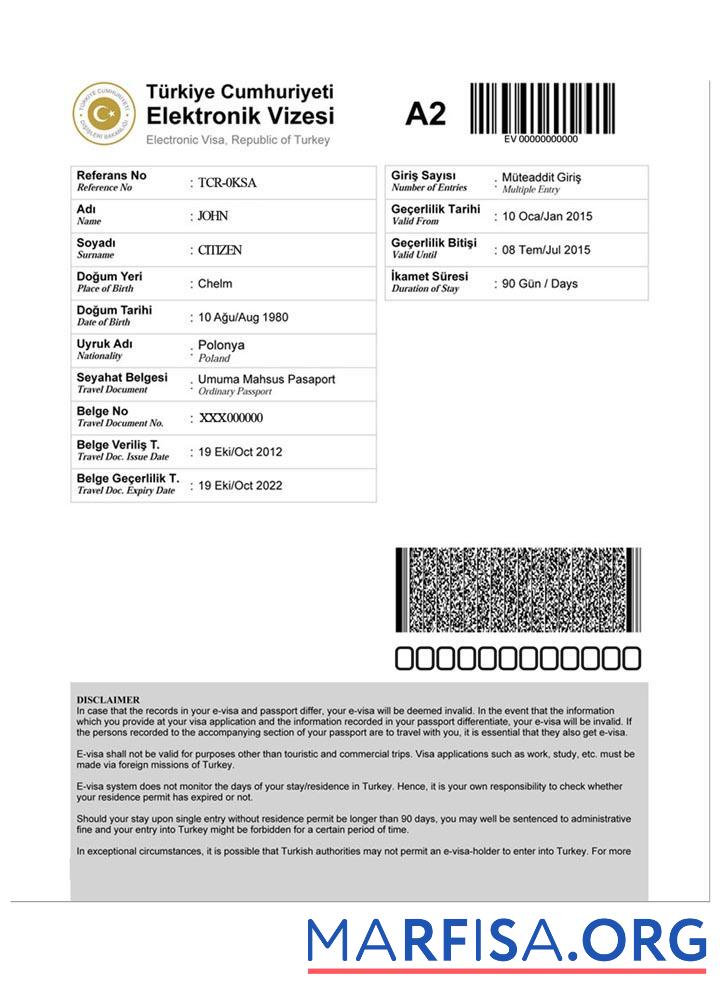 Downloadable Turkey e visa download for verification